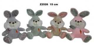 Pluszak Zając 16cm siedzący z kokardą i marchewką Wielkanoc SUN-DAY Z2526-24