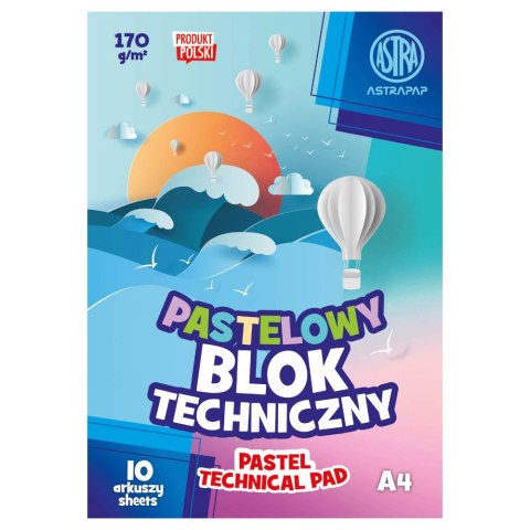 Blok rysunkowy A4/10 kolorów pastelowe 170 g A 10 ASTRA 106022003