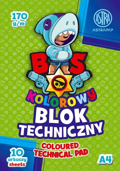 Blok techniczny A4 10 kartek kolorowych 170g ASTRA 106021006