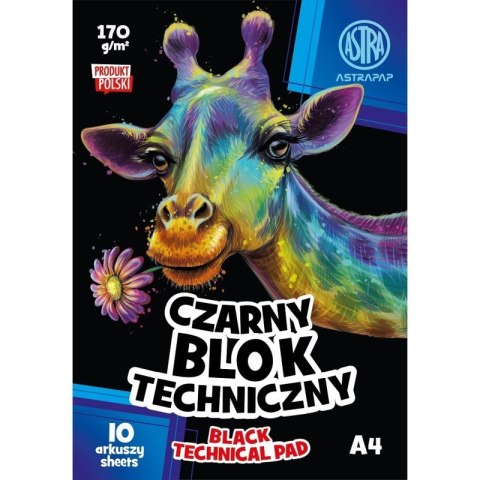 Blok techniczny A4/10 kartek czarny 170 g A 10 ASTRA 106022005