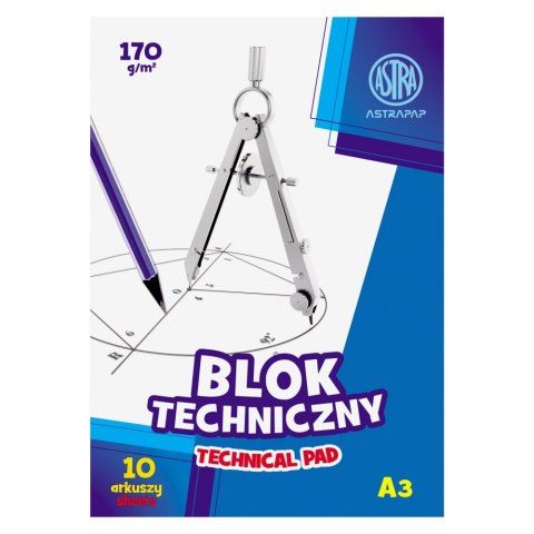 Blok teczniczy A3 10 kartek 170 g biały KLASA 106119005