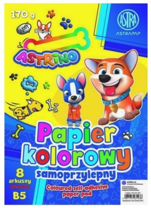 Papier kolorowy samoprzylepny B5/8k 106025001 ASTRA