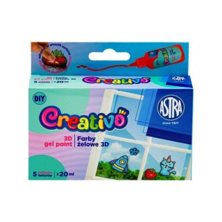 Farby do twarzy naklejki żelowe 3D 5 kolorów 20 ml ASTRA 301025013