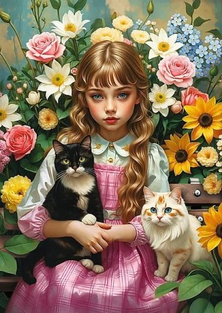 Puzzle 1000 elementów Dziewczynka z Kotami TREFL 10976 TR