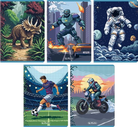 Zeszyt HERLITZ PREMIUM PIXEL FUN A5/32 kartek linia podwójna kolorowa