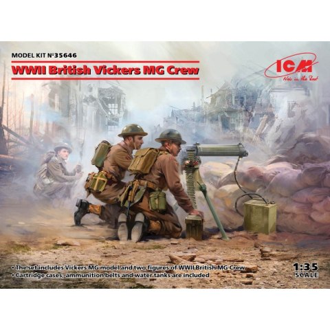 ICM 35646 WWII British Vickers MG Crew (Vickers MG & 2 figures)