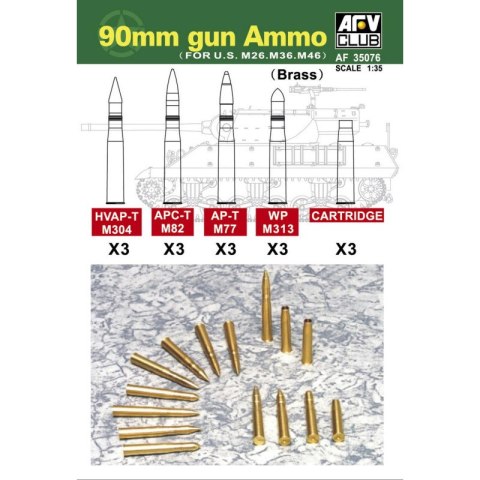 AFV Club AF35076 90 mm Gun Ammo for U.S. M36, M26