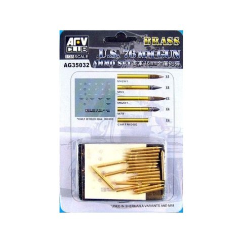 AFV Club AG35032 U.S. 76mm Gun Ammo Set - Brass