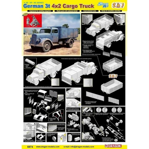 Dragon 6974 1:35 German 3T 4X2 Cargo Truck (2 IN 1)