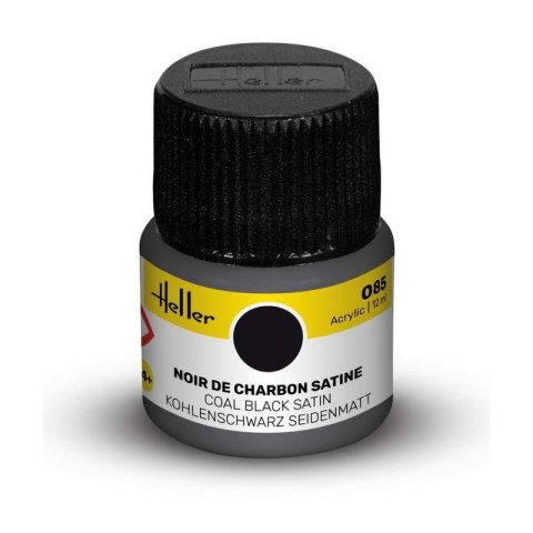 Heller Acrylic Paint 085 Coal Black Satin 12 ml