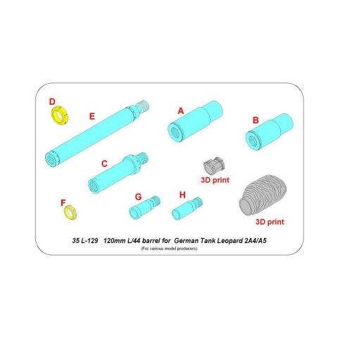 Aber 35 L-129 120 mm L/44 Barrel for German Tank Leopard 2A4/A5