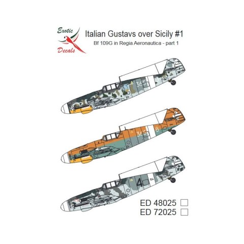 Exotic Decals 72025 Italian Gustavs over Sicily #1 Bf 109G in Regia Aeronautica - Part 1