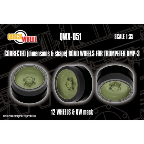 Quickwheel QWX-51 BMP-3 Corrected Road Wheels 12 Wheels & QW Mask - Trumpeter