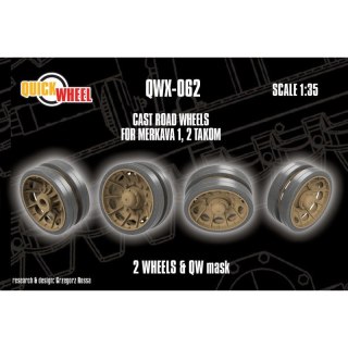 Quickwheel QWX-62 Merkava 1, 2 Cast Road Wheels 2 Wheels & QW Mask - Takom