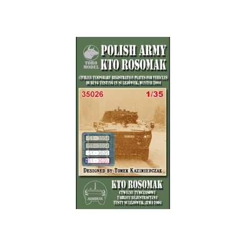 Toro 35026 1/35 KTO Rosomak - Cywilne, Tymczasowe Tablice Rejestracyjne