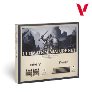 Vallejo 72206 Ultimate Miniature Set Paint (6 x 18 ml) & Brushes (5 pcs)