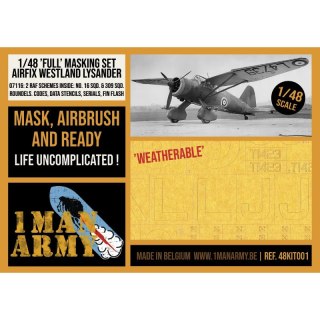 1 Man Army 48KIT001 Full Masking Set Westland Lysander (Airfix)