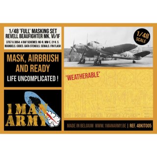 1 Man Army 48KIT005 Full Masking Set Beaufighter Mk.VI/IF (Revell)