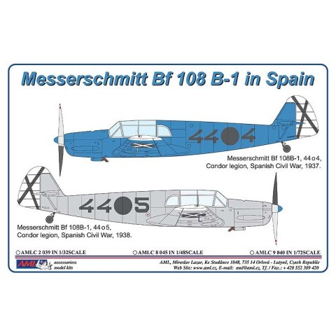 AML C2039 Kalkomania w Skali 1:32 Messerschmitt Bf 108 in Spain