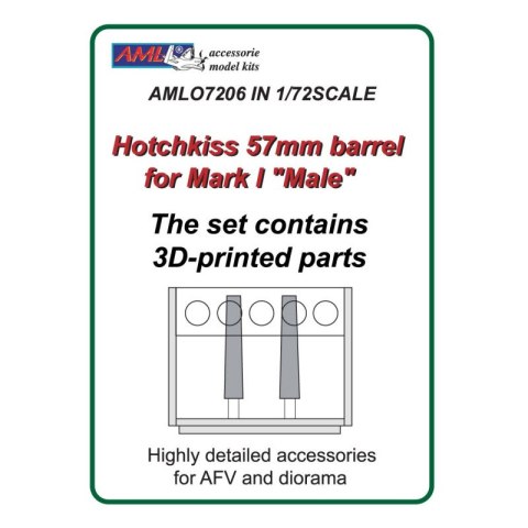 AML O7206 Hotchkiss 57 mm Barrel for Mark I "Male" (1:72)