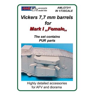 AML O7211 Vickers 7,7 mm Barrels for Mark I "Female" (PUR Parts) (1:72)