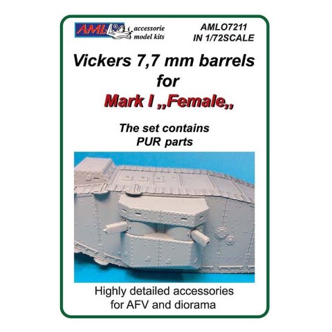 AML O7211 Vickers 7,7 mm Barrels for Mark I "Female" (PUR Parts) (1:72)