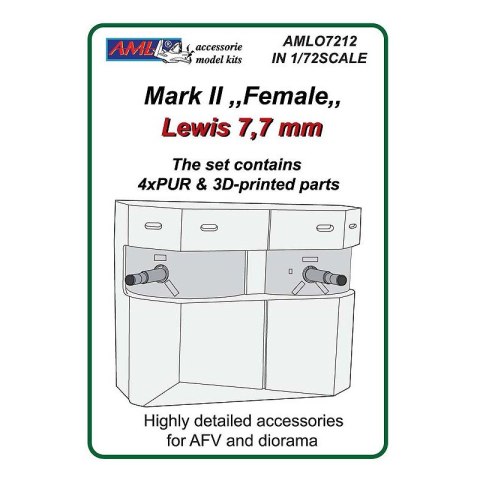 AML O7212 Lewis 7,7 mm Barrels for Mark II "Female" (PUR Parts + 3D Printed) (1:72)