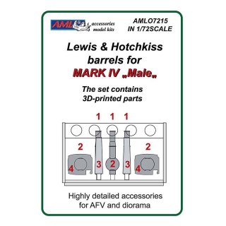 AML O7215 Lewis + Hotchkiss Barrels for Mark IV "Male" (PUR + 3D Printed) (1:72)