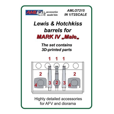 AML O7215 Lewis + Hotchkiss Barrels for Mark IV "Male" (PUR + 3D Printed) (1:72)