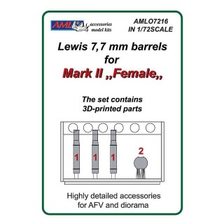 AML O7216 Lewis Barrels for Mark IV "Female" (PUR + 3D Printed) (1:72)
