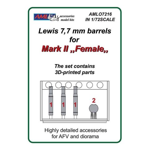 AML O7216 Lewis Barrels for Mark IV "Female" (PUR + 3D Printed) (1:72)