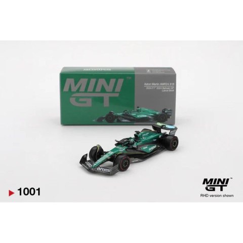 MINI GT 01001 ASTON MARTIN AMR24 #18 L.Stroll Bahrain GP 2024