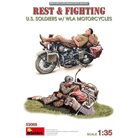 Mini Art 53068 Rest & Fighting U.S. Soldiers w/ WLA Motorcycles