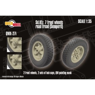 Quickwheel QWX-27 Sd.Kfz. 7 Front Wheels Road Tread (Semperit) 2 Front Wheels, 2 Sets of Hub Caps, QW Mask