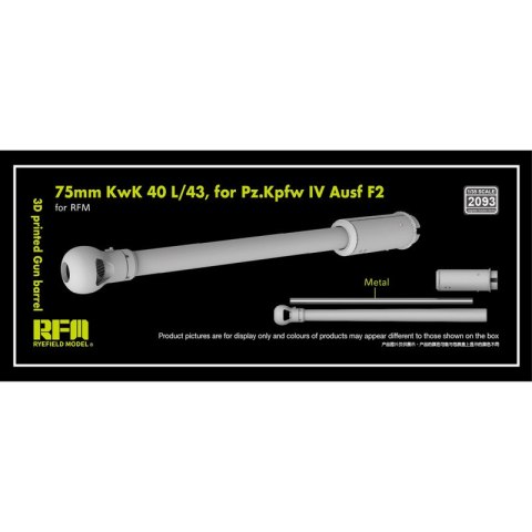 RFM 2093 75 mm KwK 40 L/43 for Pz.Kpfw IV Ausf F2 3D Printed Gun Barrel