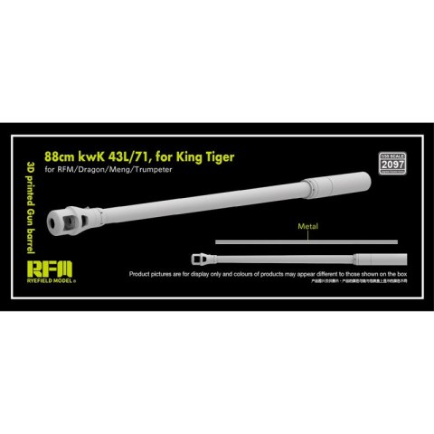 RFM 2097 88 mm KwK 43 L/71 for King Tiger 3D Printed Gun Barrel