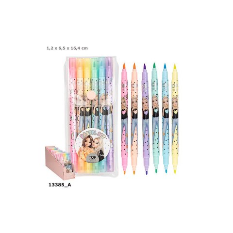 Top Model 13385 Zestaw dwustronnych flamastrów pastelowy, 6 kolorów w zestawie Ilość sztuk w opakowaniu 18