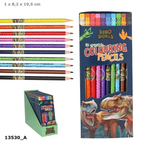 Top Model 13530 Zestaw kredek z gumką Dino World, 10 kolorówIlość sztuk w opakowaniu 18