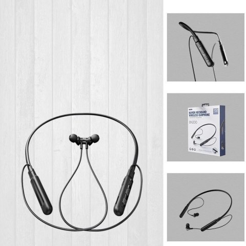 Proda Kamen dokanałowe bezprzewodowe słuchawki Bluetooth z pałąkiem na szyję czarny (PD-BN200 black)