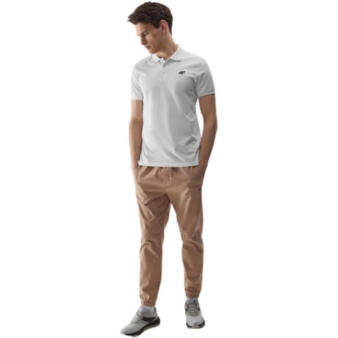 Koszulka męska polo 4F M129 biała 4FWSS24TPTSM129 10S Koszulka męska polo 4F M129 biała 4FWSS24TPTSM129 10S