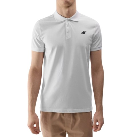 Koszulka męska polo 4F M129 biała 4FWSS24TPTSM129 10S Koszulka męska polo 4F M129 biała 4FWSS24TPTSM129 10S