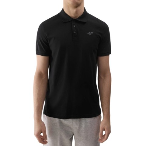 Koszulka męska polo 4F M129 głęboka czerń 4FWSS24TPTSM129 20S Koszulka męska polo 4F M129 głęboka czerń 4FWSS24TPTSM129 20S