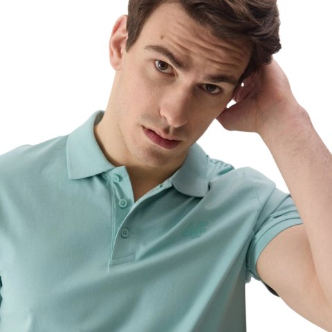 Koszulka męska polo 4F M129 mięta 4FWSS24TPTSM129 47S Koszulka męska polo 4F M129 mięta 4FWSS24TPTSM129 47S