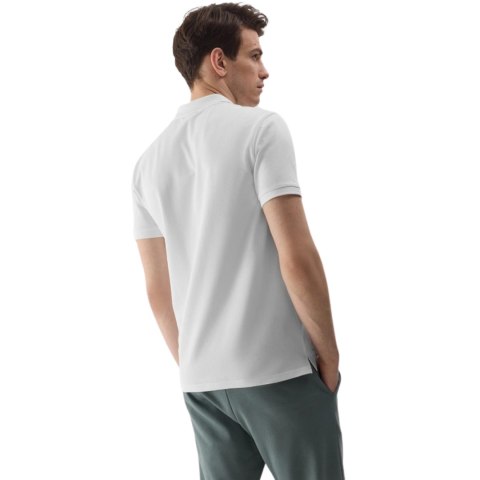 Koszulka męska polo 4F M130 biała 4FWSS24TPTSM130 10S Koszulka męska polo 4F M130 biała 4FWSS24TPTSM130 10S