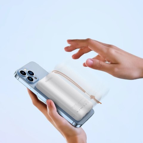 Duzzona magnetyczny powerbank 10000 mAh z funkcją ładowania bezprzewodowego (MagSafe, Qi) USB-A / USB-C 22,5W biały (W5)