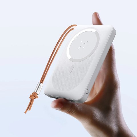 Duzzona magnetyczny powerbank 10000 mAh z funkcją ładowania bezprzewodowego (MagSafe, Qi) USB-A / USB-C 22,5W biały (W5)