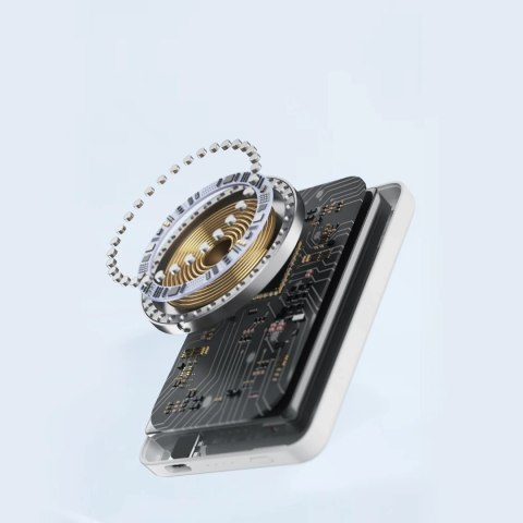 Duzzona magnetyczny powerbank 5000 mAh z funkcją ładowania bezprzewodowego (MagSafe, Qi) USB-C 20W biały (W4)