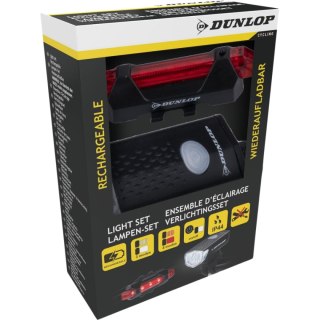 Zestaw lampek rowerowych Dunlop Led, ładowanie USB, tył+przód 473758