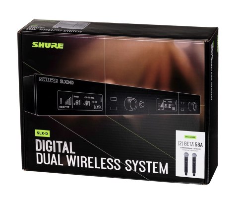 Shure SLXD24DE/B58-G59 - Podwójny cyfrowy system bezprzewodowy z dwoma nadajnikiami/mikrofonami "do ręki"