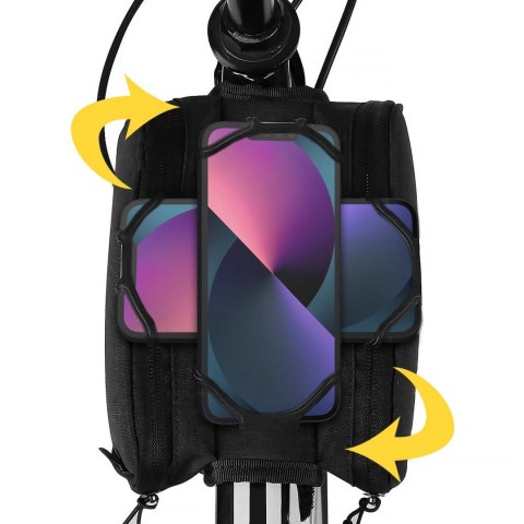 Wozinsky torba rowerowa na ramę uchwyt na telefon do 6,5 cala 1,5 l czarny (WBB14BK)